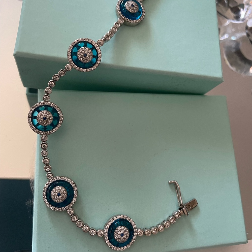 Celeb platinum plated evil eye bracelet
